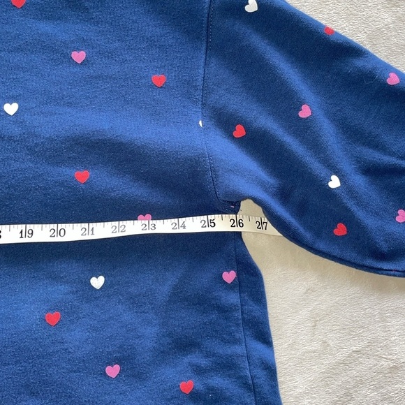 Mighty Fine Heart Pullover Blue Sweatshirt Oversized Pink Red White Hearts Med - Picture 8 of 11